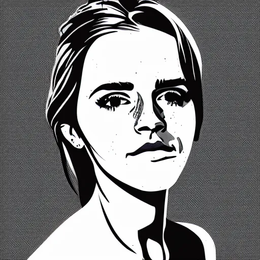 Image similar to emma watson, digital art, iconic icon, 2 d vector logo, cartoon, t - shirt design