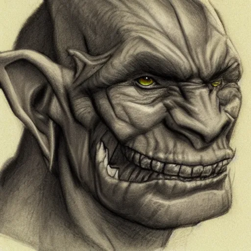 Image similar to portrait of an orc, pencil sketch