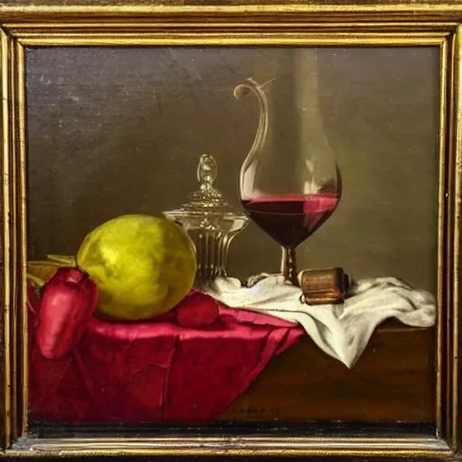 classic baroque still life painting of a wine glass | Stable