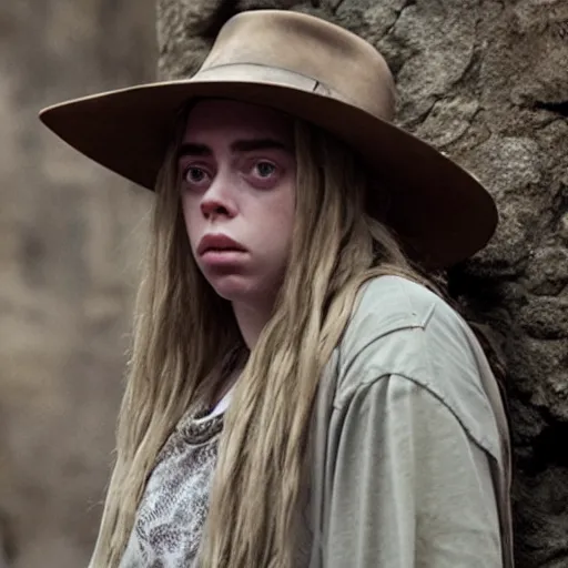 Prompt: movie still of billie eilish as indiana jones