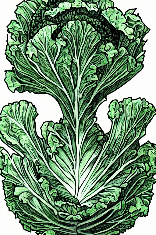 Image similar to cabbage themed humanoid, symmetrical, highly detailed, digital art, sharp focus, trending on art station, anime art style