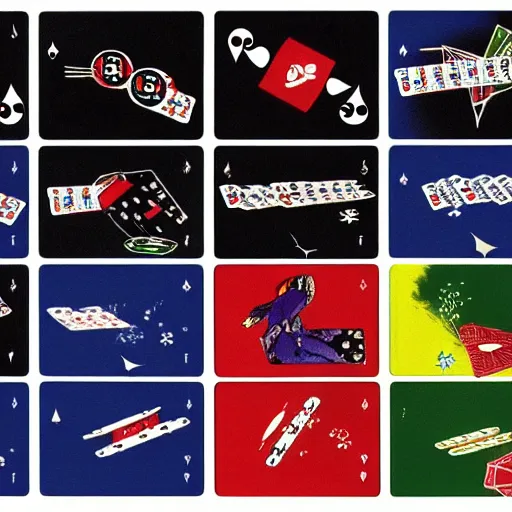 Prompt: flying poker cards by inio asano, 4 k! dream flying poker cards