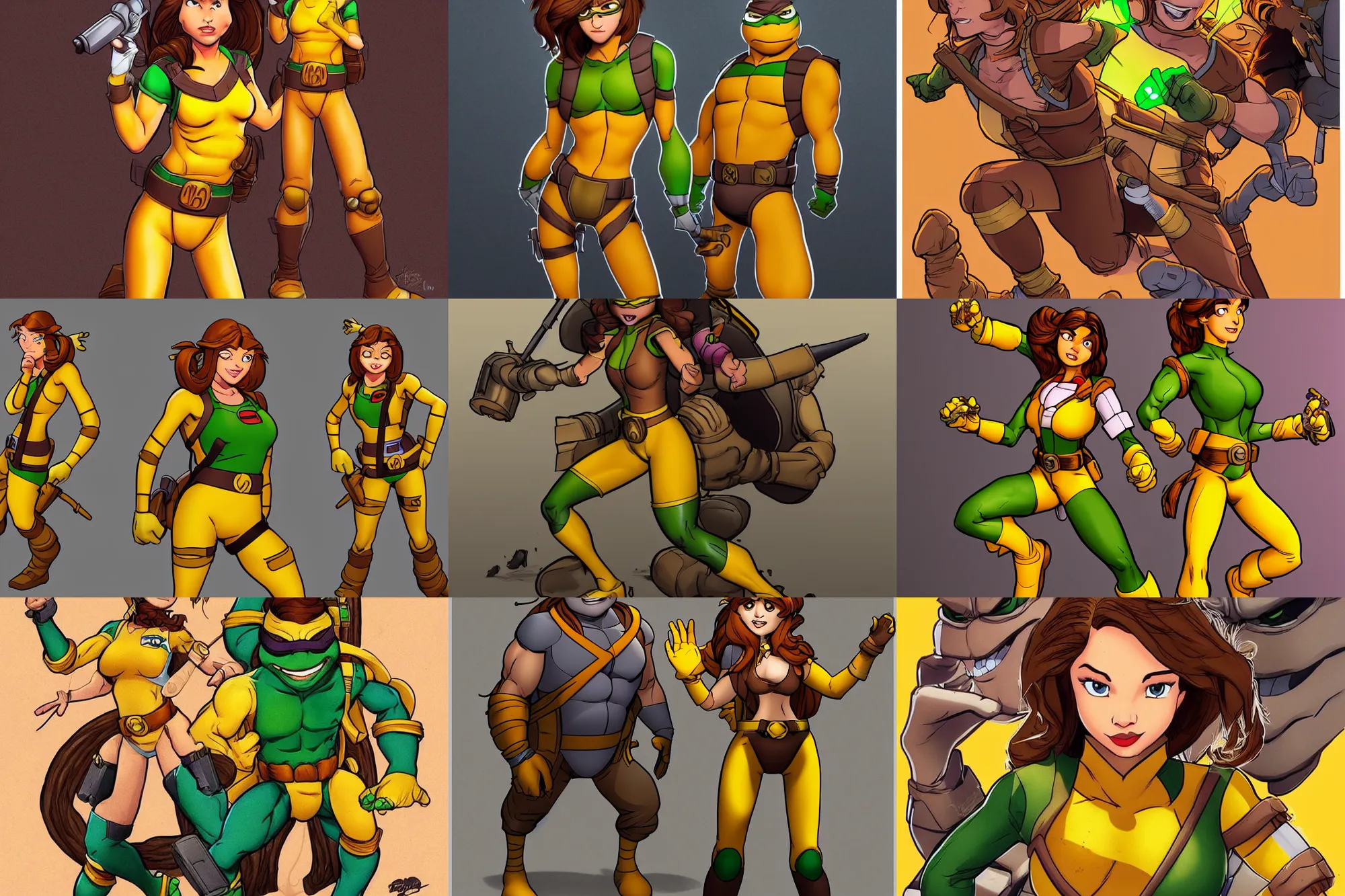 Prompt: character brown hair april o ’ neil from teenage mutant ninja turtles ( tmnt 1 9 8 7 ), trending on artstation!