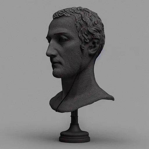 Image similar to a neon ring over the neck renaissance statue head, 3 d render