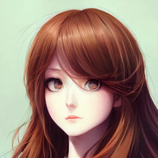 Image similar to full headshot portrait of a girl with long brown hair, drawn by WLOP, by Avetetsuya Studios, attractive character, colored sketch anime manga panel, trending on Artstation