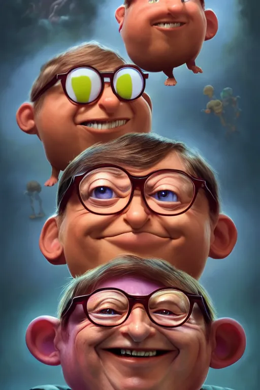 Image similar to bill gates face bill gates as the california raisins, hyper detailed, digital art, artstation, cinematic lighting, studio quality, smooth render, by peter mohrbacher, hajime sorayama, wayne barlowe, boris vallejo, aaron horkey, gaston bussiere, craig mullins