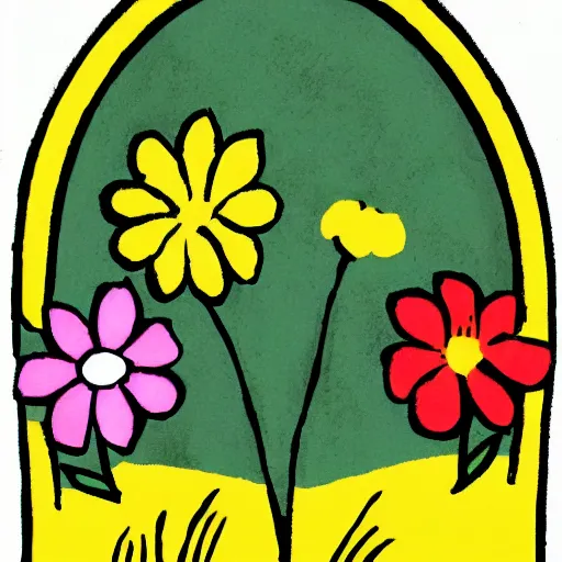 Prompt: illustrated symbolic icon of spring