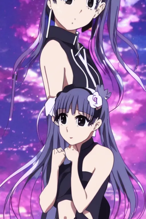 Prompt: anime key visual of Ariana Grande; official media