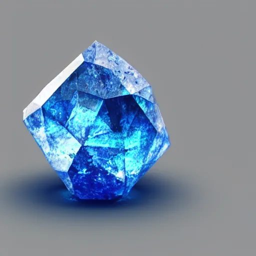 Image similar to a blue rock with a large crystal on top of it, a hologram by filip hodas, featured on polycount, holography, tesseract, made of crystals, octane render