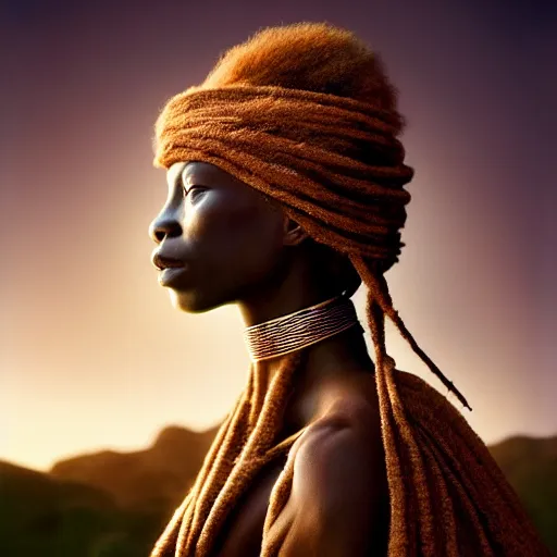 Image similar to photographic portrait of a stunningly beautiful renaissance dogon tribe female in soft dreamy light at sunset, contemporary fashion shoot, by edward robert hughes, annie leibovitz and steve mccurry, david lazar, jimmy nelsson, breathtaking, 8 k resolution, extremely detailed, beautiful, establishing shot, artistic, hyperrealistic, beautiful face, octane render