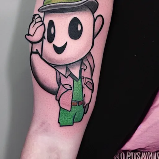 Image similar to A tattoo of Blathers from Animal Crossing