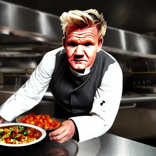 Image similar to gordon ramsay in call of duty throwing food, very detailed, realistic, 4 k