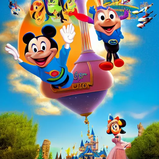 Image similar to Disneyland attraction poster for a ride featuring the characters from Disney Pixar's Up (2009)