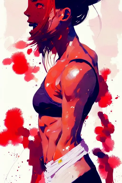 Image similar to a ultradetailed beautiful painting of a stylish boxer girl, by conrad roset, greg rutkowski and makoto shinkai trending on artstation