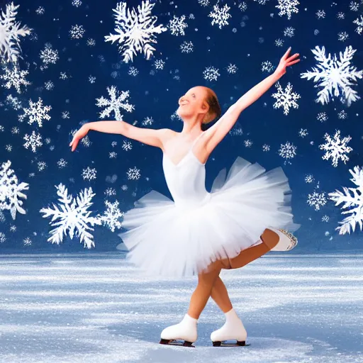 Image similar to ice skater in tutu dancing on icy pond on winter snowflake background