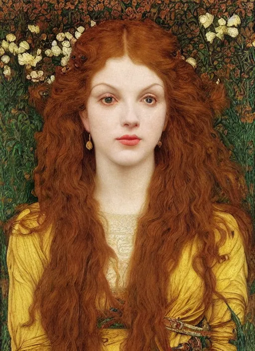 Prompt: masterpiece of intricately detailed preraphaelite photography portrait face hybrid of jackie fox and judy garland, aged 3 2, sat down in train aile, inside a beautiful underwater train to atlantis, woman with large lips big eyes large nose, straight fringe, medieval dress yellow ochre, by william morris ford madox brown william powell frith frederic leighton john william waterhouse hildebrandt