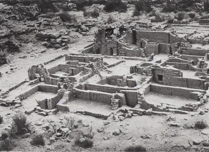 Image similar to antique photo of sprawling hopi pueblo ruins, albumen silver print, Smithsonian American Art Museum.