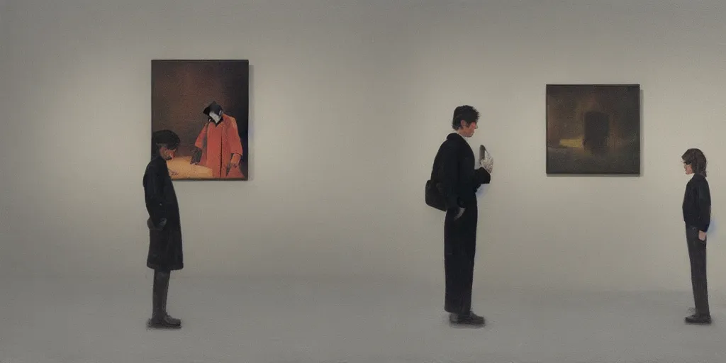 Prompt: an art gallery with pictures in the style of tim eitel in 1 6 5 0