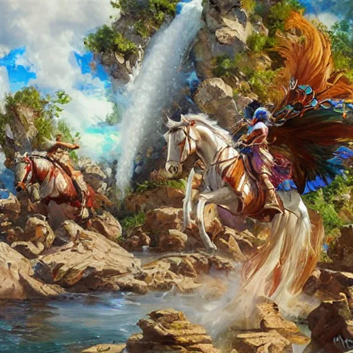 Image similar to the cirrus cloud tribe has brought gifts to our village, fantasy splash art by Michael Garmash, Donato Giancola