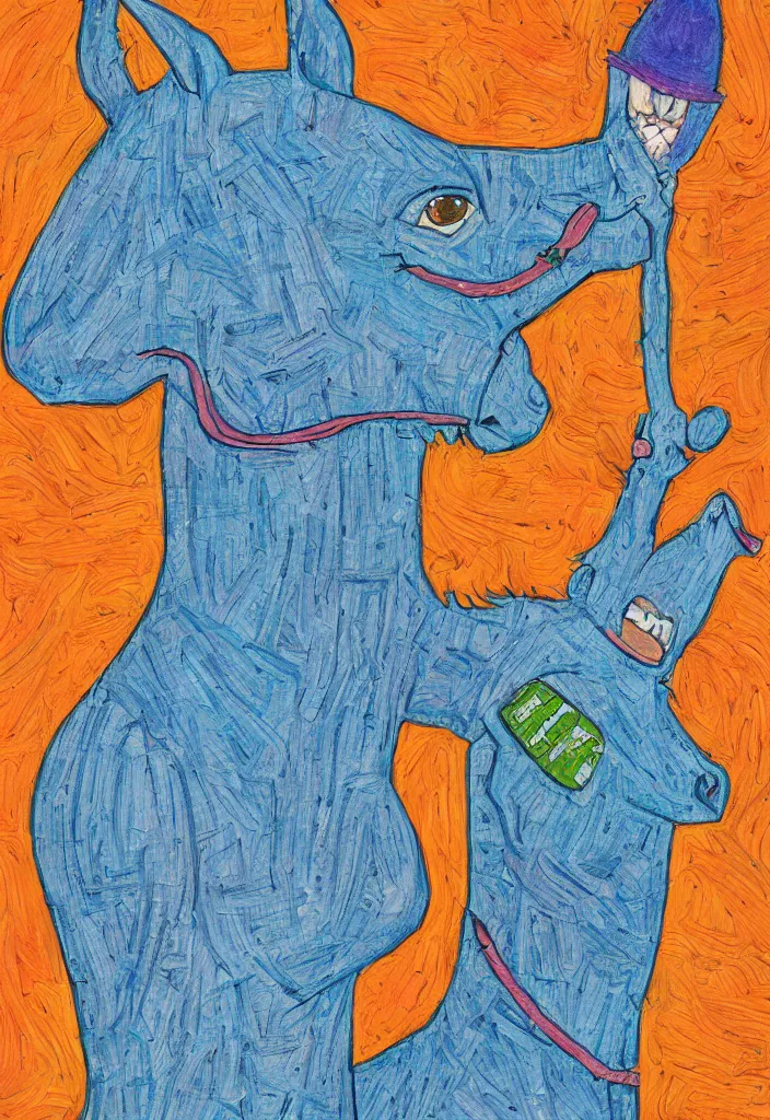 Image similar to portrait of bojack horseman, award winning hyper detailed outsider art