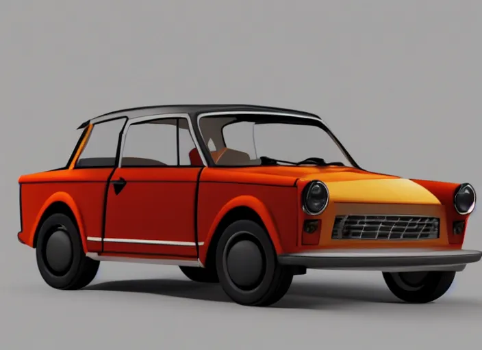 Prompt: Concept art 3D render of the new Trabant 2023