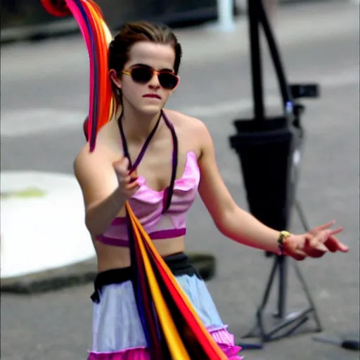 Prompt: emma watson hulahoop dancing