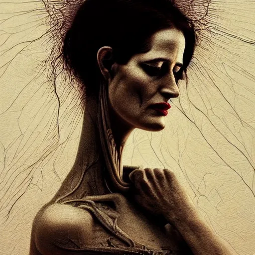 Image similar to portrait of eva green art by toha mashudi and beksinski and szukalski and giger and and pyromallis and dzo and iris compiet and seb mckinnon and, digital art, highly detailed, intricate, sharp focus, trending on artstation hq, deviantart, pinterest, unreal engine 5, 4 k uhd image