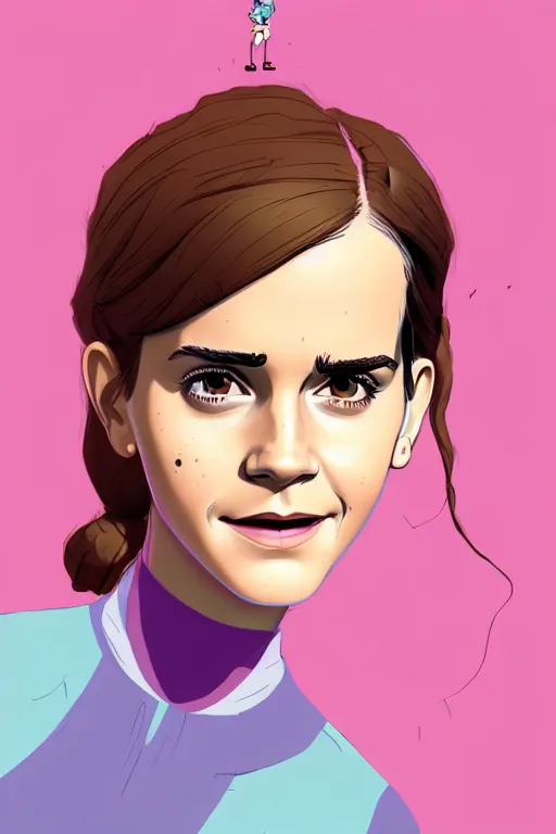 Image similar to a study of cell shaded protrait of Emma Watson as a Toy Story 3 character, llustration, post grunge, concept art by josan gonzales and wlop, by james jean, Victo ngai, David Rubín, Mike Mignola, Laurie Greasley, highly detailed, sharp focus, alien, Trending on Artstation, HQ, deviantart, art by artgem