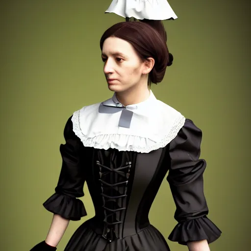 Prompt: andrew tate role - playing victorian maid outfit full body shot high - quality 8 k highly realistic photo realistic octane render blender