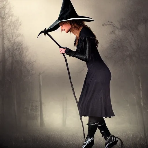 Prompt: A realistic photo of a creepy witch