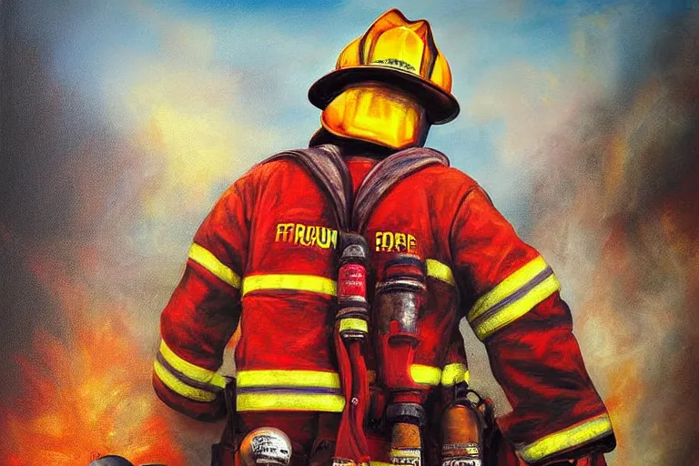 Prompt: fireman jeck, painting, ultra realistic!!!, clear weather, golden hour, sharp focus