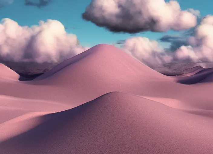 Image similar to hyperrealism, detailed textures, photorealistic 3 d render, a dreamy purple cloud scape above the aticama desert, sharp focus, ultra realistic, ultra high pixel detail, cinematic, intricate, cinematic light, concept art, illustration, art station, unreal engine 8 k