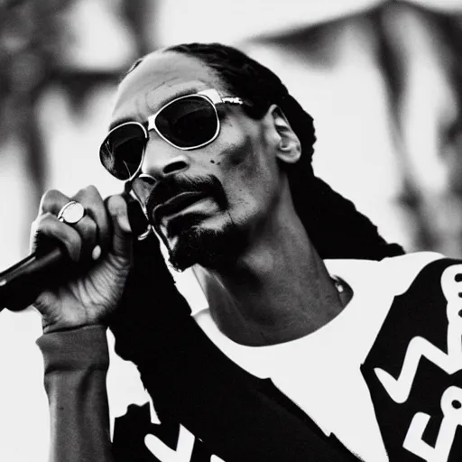 Image similar to vintage photograph of Snoop Dogg speaking at the Million Man March, Sigma 40mm, portrait, black and white