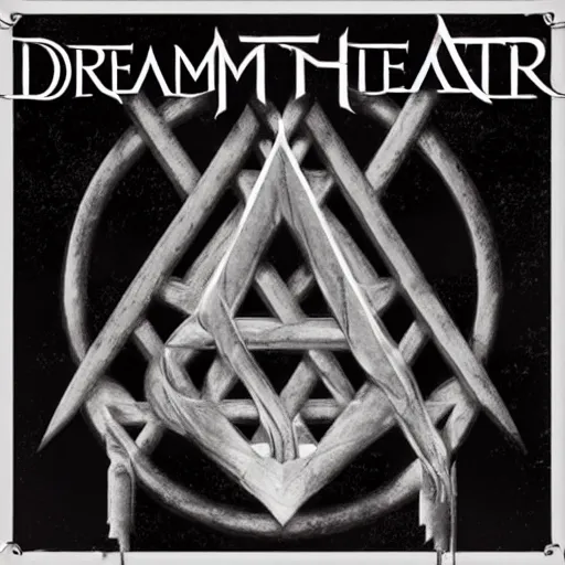 Prompt: Dream Theater, images and words new cover art