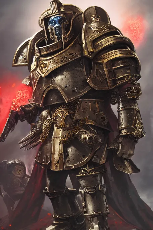 Image similar to armor portrait heros warhammer 4 0 k horus heresy fanart - the primarchs emperor by johannes helgeson animated with vfx concept artist & illustrator global illumination ray tracing hdr fanart arstation zbrush central hardmesh 8 k octane renderer comics stylized