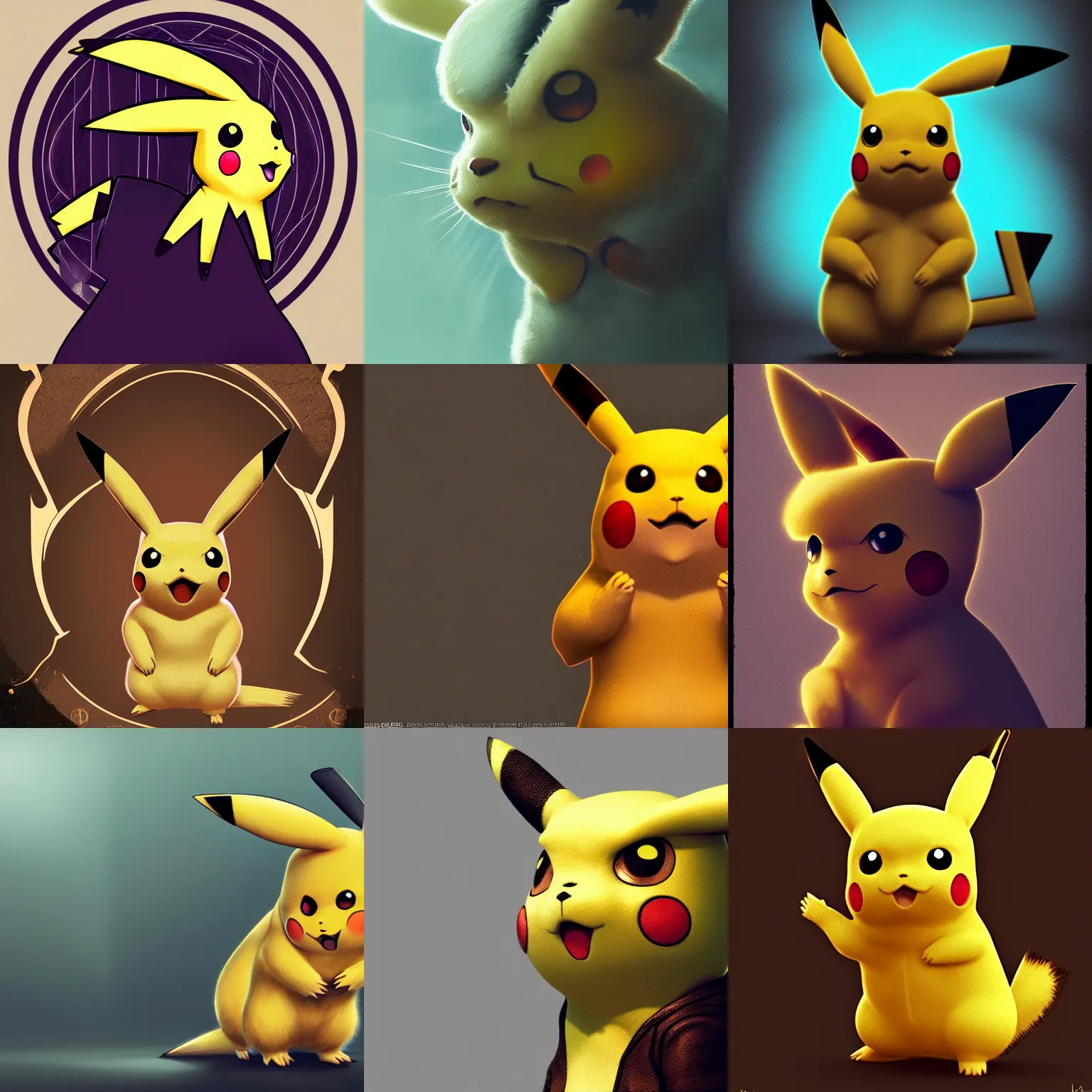 Prompt: portrait of pikachu, focused, elegant, art nouveau, dnd, sinuous, fantasy, mystical, magical aesthetics, illustration, photorealistic, soft lighting, unreal engine, matte painting, 4 k,