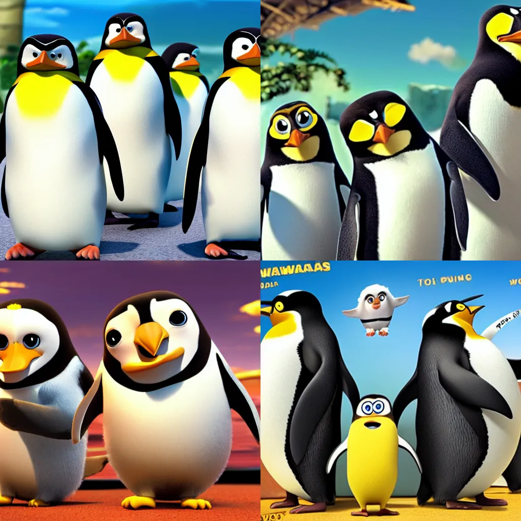 Prompt: penguins of the penguins of the madagascar movie