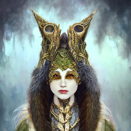 Prompt: a photograpic portrait of a anthropomorphic norse mythology mimosa, wearing furry clothes in the style of heilung an experimental folk music band, fantasy, intricate, elegant, highly detailed, photo realism, digital painting, artstation, concept art, smooth, sharp focus, illustration, art by artgerm and H R Giger and alphonse mucha