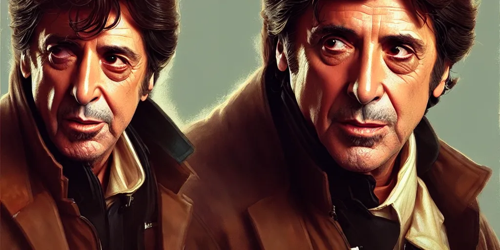 Prompt: al pacino as han solo, cinematic, highly detailed, digital painting, artstation, concept art, matte, sharp focus, illustration, art by artgerm and greg rutkowski and alphonse mucha