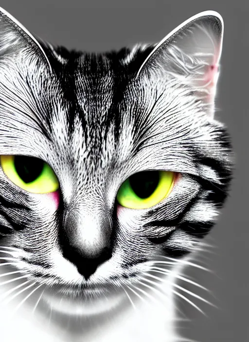 Image similar to 8 k uhd a silver fractal cat