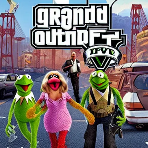 Prompt: muppets in grand theft auto 5