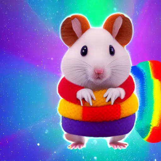 Image similar to cartoon hamster made of rainbow gems and crystals, 8k