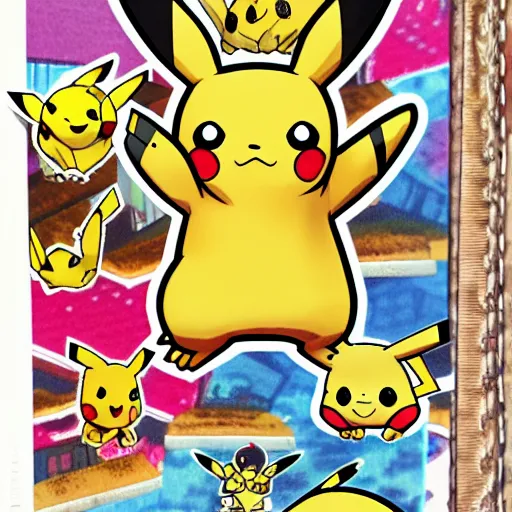 Image similar to pikachu, by ken sugimori, warm colors, cozy, sticker, planner sticker