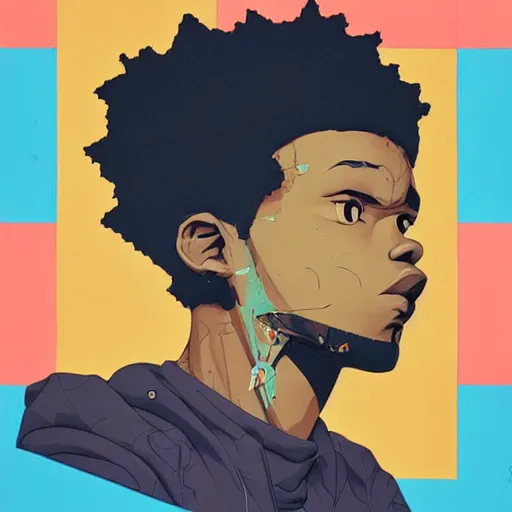 Image similar to The Boondocks profile picture by Sachin Teng, asymmetrical, Organic Painting , Matte Painting, geometric shapes, hard edges, graffiti, street art:2 by Sachin Teng:4