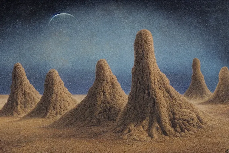 Prompt: martian landscape with obsidian monoliths and tentacle grass by agostino arrivabene