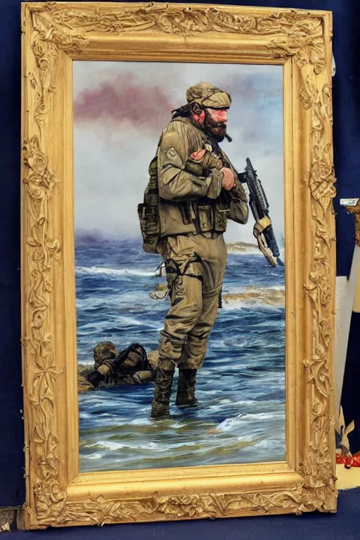Prompt: Navy SEAL Old painting to help with ptsd