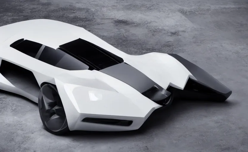 Image similar to an alabaster futuristic sports car