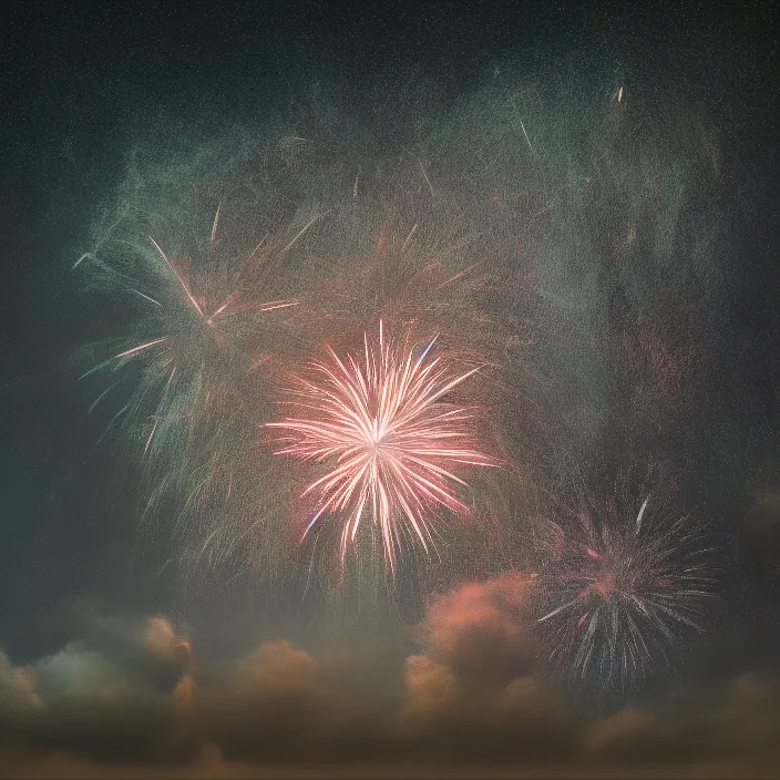 Prompt: fireworks starry sky shot by Steve McCurry trending on art station