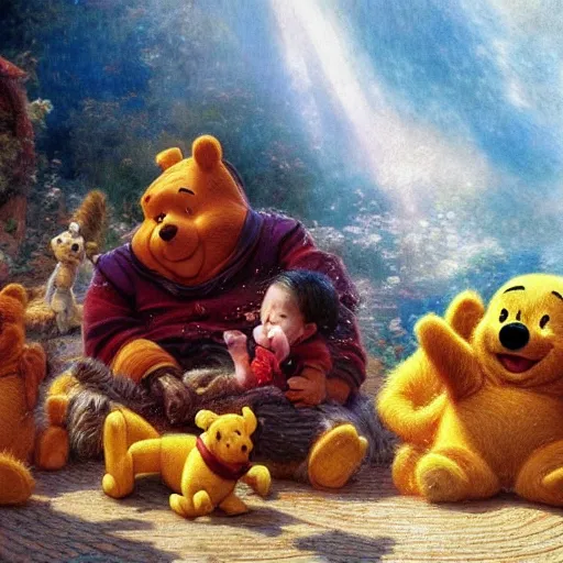 Image similar to xi jinping and winnie the pooh are best friends, cinematic composition, epic dramatic lighting, realistic, hyperdetailed, photorealistic, photograph, epic scale by gaston bussiere