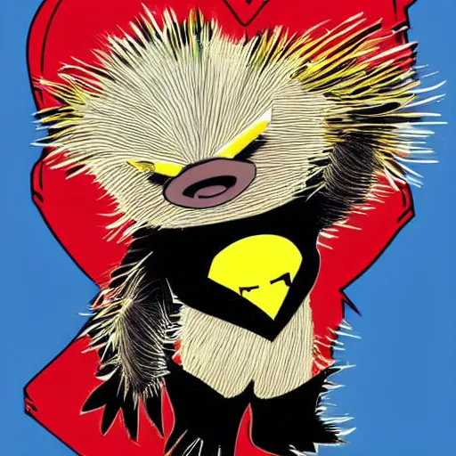 Prompt: an adorable superhero porcupine